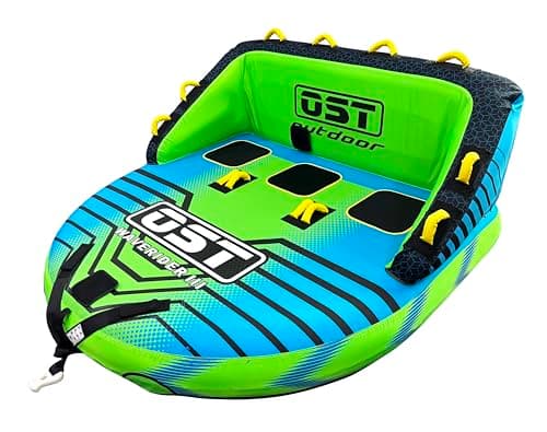 OST Outdoor 2-4 Person Towable Tubes for Boating, Sofa Style Boat Tube, Water Sports Inflatable Towables Tubes for Boats to Pull, Dual Tow Points, Durable Nylon Cover (Waverider 3P)