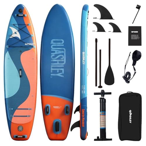 Quashley Inflatable Stand Up Paddle Board - All-Round SUP for Yoga,Fishing,Touring | Portable,Stable,Lightweight with Non-Slip Deck & Paddle for Beginners & Family Fun B/O