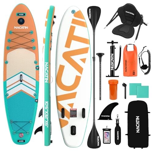 NACATIN Inflatable Stand Up Paddle Board,10'6"Upgrade Version Blow Up Paddle Boards for Adults with Premium SUP Accessories& Backpack,Adjustable Paddle,Camera Mount,Hand Pump, for Lake, River, Yoga