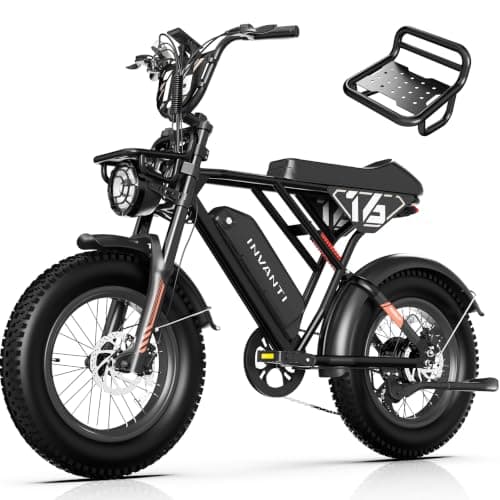 INVANTI EB16 Electric Bike for Adults,1500W Peak Motor Electric Dirt Bike, 70 Miles 28MPH E-Bike with 48V 15.6AH Removable Battery, 20" All-Terrain Fat Tire EBike with 7 Speeds Full Suspension (Black)
