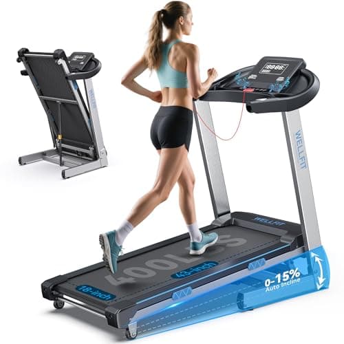 WELLFIT Treadmill with 15% Auto Incline, Treadmills with Handlebar for Home