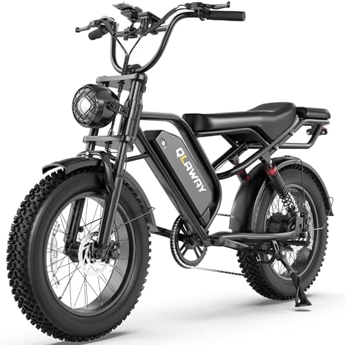 Qlaway 20" Fat Tire Electric Motorcycle Ebikes for Adults, 1500W Peak Electric Dirt Bike with Full Suspension, 48V 18AH Battery Moped, 40-70 Miles Range, LED Headlight,Turn Signals