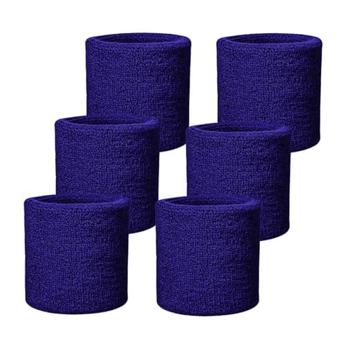 Fecawd 6 Pack Wristbands Sweatbands for Men & Women, Breathable Tennis Wrist Bands Absorbent Sweat Band Multiuse Wristband for Basketball, Running, Gym, Working Out(Purple)
