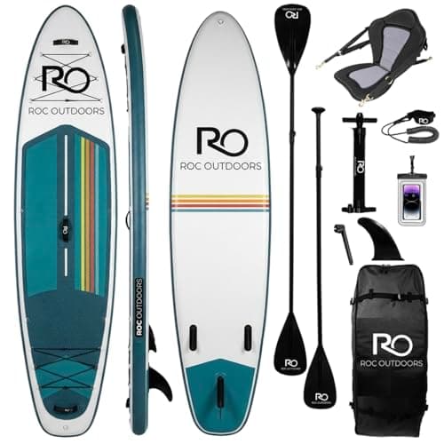 Roc Inflatable Stand Up Paddle Board 10' 6" with Premium SUP Paddle Board Accessories, Wide Stable Design, Non-Slip Comfort Deck for Youth & Adults (Celestial W/Kayak Seat)