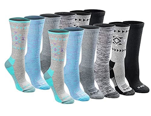 Dickies Women's Dri-Tech Fashion Moisture Control Crew Socks, Available in S-XL (6, 12 Pairs), Tribal (12 Pairs), Medium
