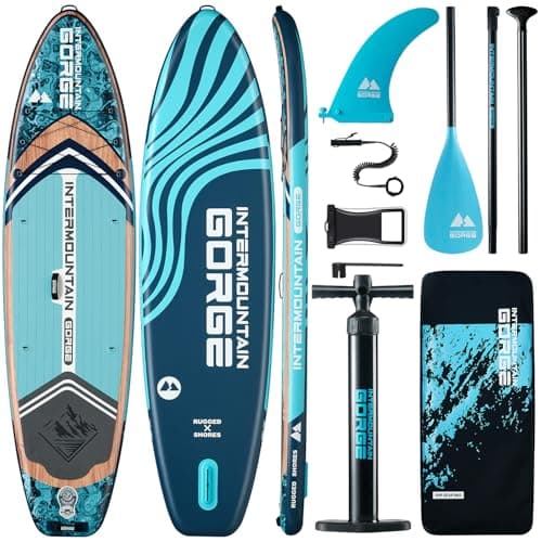 11'x34 Ultra Wide Paddleboard, Inflatable SUP&420lb Capacity for All Skill, Stand-up Paddle Board for Yoga/Family, EVA Deck, US Fin, High-Pressure Pump, 100L Bag, Safety Leash