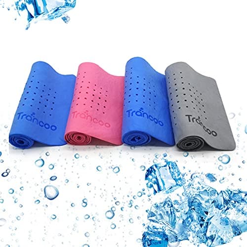 Trancoo 4 Packs PVA Cooling Towel(33"X7.85",Perforated Cooling Towel, PVA Cooling Scarf,Sweat Rags for Workout, Gym Towel, Neck Warp Sports Towel for Running, Hiking,Swimming Golf