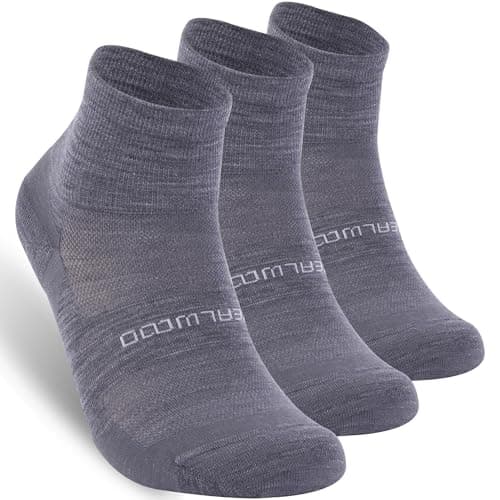 ZEAL WOOD 3 Pairs Womens Mens Merino Wool No Show Running Socks for Men Women Moisture Wicking Low Cut Ankle Wool Athletic Hiking Socks Gifts Grey, Medium