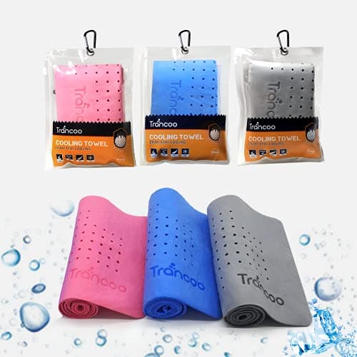 Trancoo 6 Packs PVA Cooling Towel(33"X7.85",Perforated PVA chill Towel, Instant Cooling Scarf,Sweat Rags, Neck Warp Sports Towel for Running,Workout,Swimming,Golf