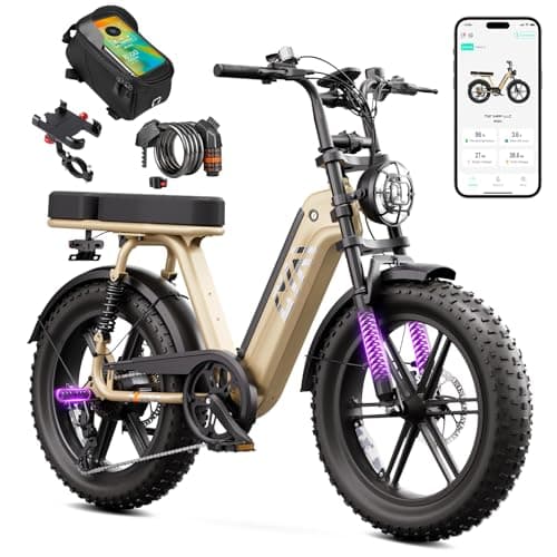 TST Electric Bike for Adults 1500W, 48V 15AH Removable Battery Step-Thru Ebike, 20" x 4.0" Fat Tire Electric Bicycle with Dual Hydraulic Brakes, Dual Suspension, Passenger Seat and Foot Pegs