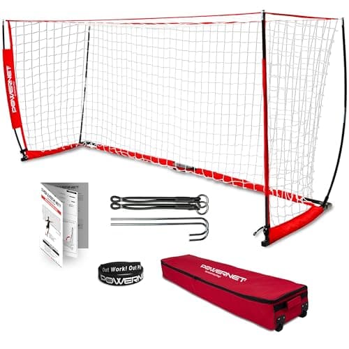 PowerNet 14 x 7 FT Soccer Goal for Backyard & Outdoor Games, Portable Soccer Net, Sports & Outdoors Training Equipment for Practice, 1 Goal & Rolling Bag