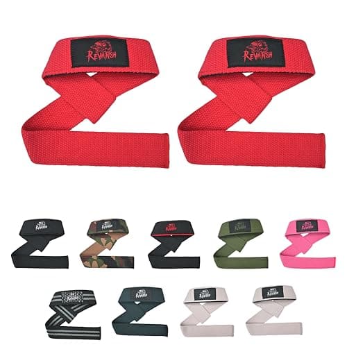 Revansh Sports Weightlifting Straps – Heavy-Duty Cotton Wrist Straps with Neoprene Padding for Maximum Grip & Comfort Gym Straps for Deadlifts, Powerlifting, Strength Training & Bodybuilding (Red)
