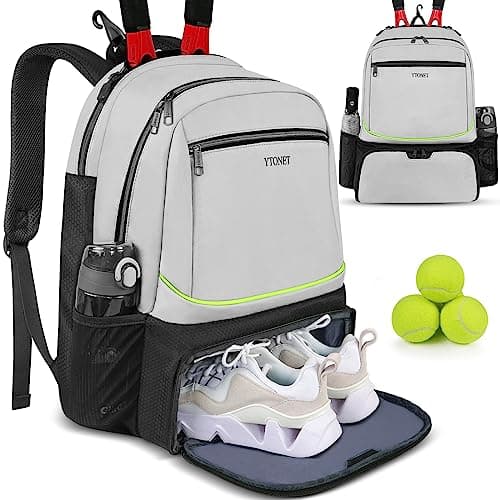 Ytonet Tennis Bag Tennis Backpack for Women Men 2 Rackets with Insulated Pocket Ventilated Shoe Compartment