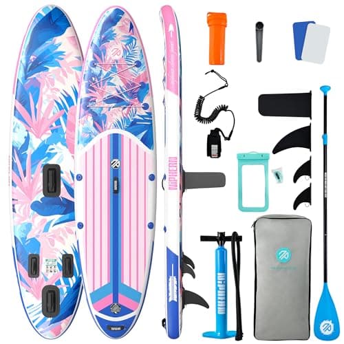 Niphean Inflatable Stand Up Paddle Board with SUP Accessories,Blue Pink