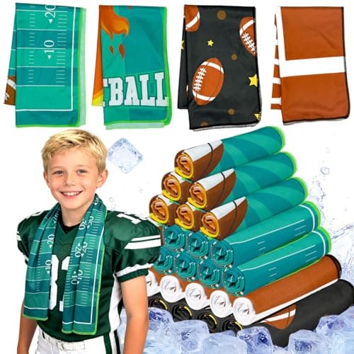MENOLY 32 Packs Football Cooling Towels Bulk 40 x 12 Inch Sport Cooling Towels for Neck and Face Microfiber Sweat Breathable Cooling Neck Rags Baseball Team Gifts for Athletes Yoga Gym Sports Camping