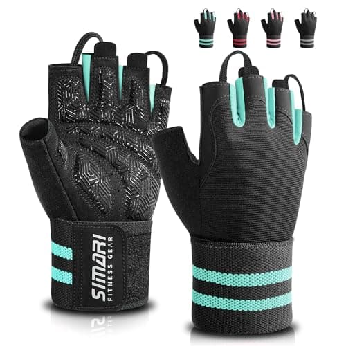SIMARI Workout Gym Gloves for Men Women, Weight Lifting Gloves with Wrist Wrap Support, SBR Pad Grip for Full Palm Protection, for Exercise, Fitness, Dumbbells, Barbell, Climbing, Fingerless