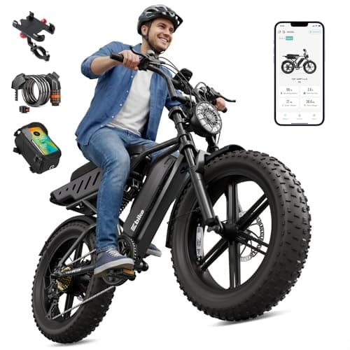 Electric Bike for Adults,1500W Peak Motor Retro E Bike,Removable 48V 15Ah Dual Battery,20" x4.0 Fat Tire, Range 65 Miles,Ebike with Suspension,UL 2849,for Commuting,Mountain,Off-Road, Dard Black