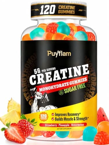 Creatine Monohydrate Gummies Sugar Free, 5000mg Pre Workout for Men & Women with L-Carnitine & Taurine, B12,Magnesium & Potassium, Muscle Strength & Growth, Energy Support,Vegan, Gluten Free,120 Count
