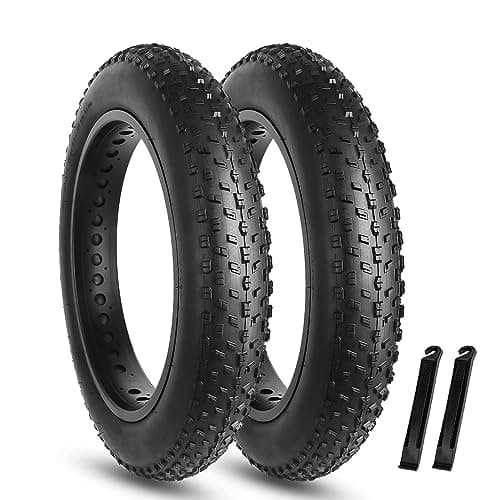 Hycline 2 Pack Fat Tires,20x4.0 Inch Folding Replacement Electric Fat Bike Tires Compatible Wide Mountain Snow Bike with Tire Levers