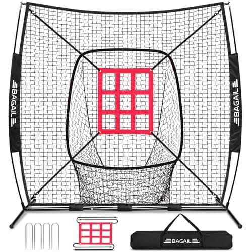 BAGAIL 7x7 ft Baseball Softball Practice Net, Black