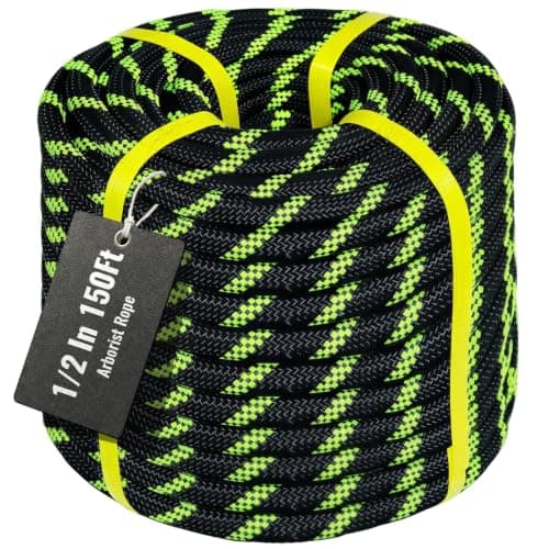 Brobantle 1/2 Inch Arborist Rope 150FT,9000lbs Double Braided Arborist Bull Rope for Tree Rigging & Pulling,Heavy Duty Rope for Tree Work,Rappelling, Swing Sailing Hiking Camping