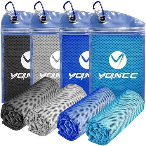 YQXCC 4 Pack Cooling Towels (40"x12"), Cool Neck Towel, Soft Breathable Microfiber for Gym, Yoga, Golf, Running, Camping & Summer Outdoor Activities