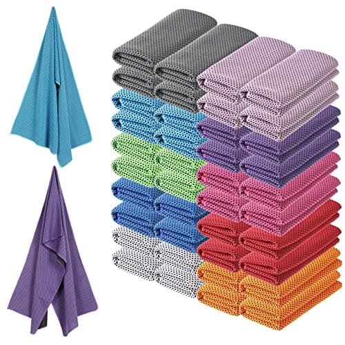 Hosuly 40 Pcs 47 x 12'' Cooling Towels for Neck Face Microfiber Breathable Chilly Ice Towel for Yoga Golf Gym Workout Sport Camping Running Activities Hot Weather