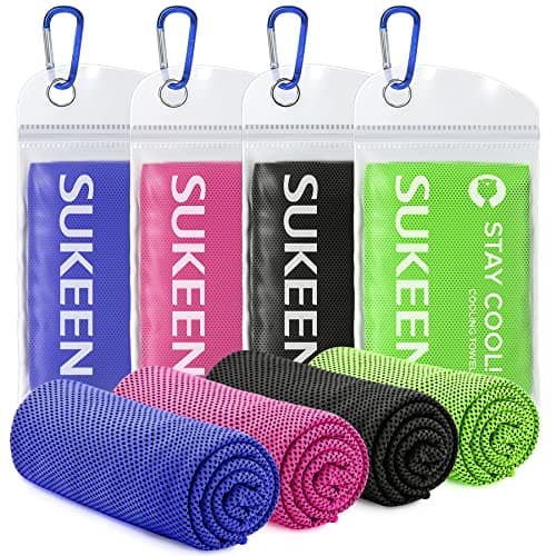 Sukeen 4 Pack Cooling Towels (40"x12"), Cooling Neck Wraps, Ice Towel, Soft Breathable Chilly Towel,Microfiber Towel for Yoga,Sport,Running,Gym,Workout,Camping,Fitness,Workout & More Activities